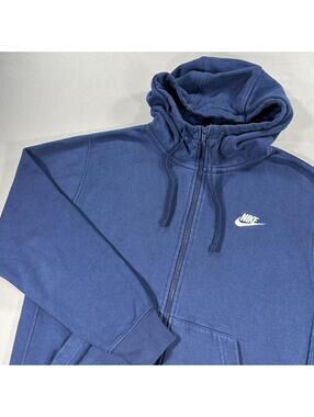 Nike Sportswear Club Fleece Full Zip-Up Hoodie Blue Men's Size Small